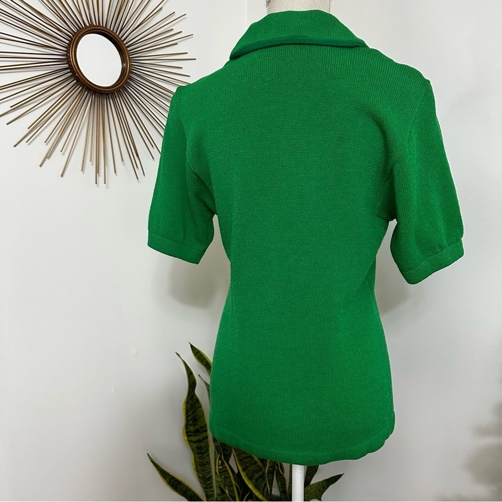 Vintage St. John by Marie Grey Green Collar Button Blouse Women’s Size 6 - Picture 3 of 13